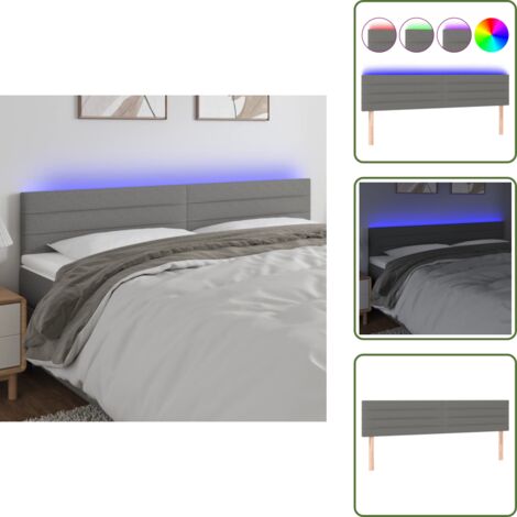 The Living Store Cabecero con LED de tela gris oscuro 180x5x78/88 cm - Cabecero de cama