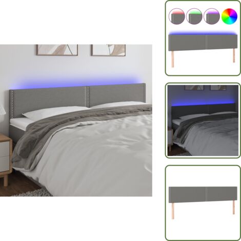 The Living Store Cabecero con LED de tela gris oscuro 180x5x78/88 cm - Cabecero de cama
