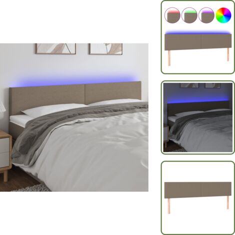 The Living Store Cabecero con LED de tela gris taupe 180x5x78/88 cm - Cabecero de cama