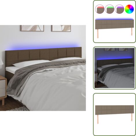 The Living Store Cabecero con LED de tela gris taupe 180x5x78/88 cm - Cabecero de cama