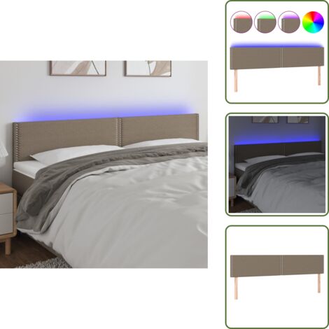 The Living Store Cabecero con LED de tela gris taupe 180x5x78/88 cm - Cabecero de cama