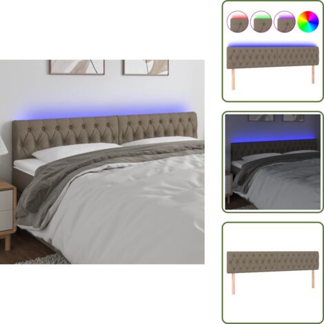 The Living Store Cabecero con LED de tela gris taupe 180x7x78/88 cm - Cabecero de cama