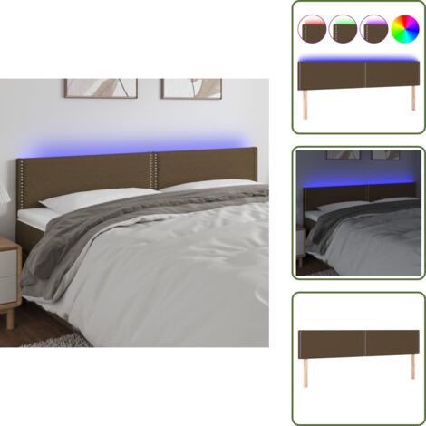 The Living Store Cabecero con LED de tela marrón oscuro 180x5x78/88 cm - Cabecero de cama