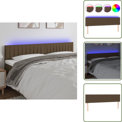 The Living Store Cabecero con LED de tela marrón oscuro 180x5x78/88 cm - Cabecero de cama