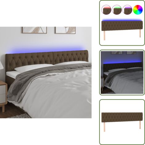The Living Store Cabecero con LED de tela marrón oscuro 180x7x78/88 cm - Cabecero de cama