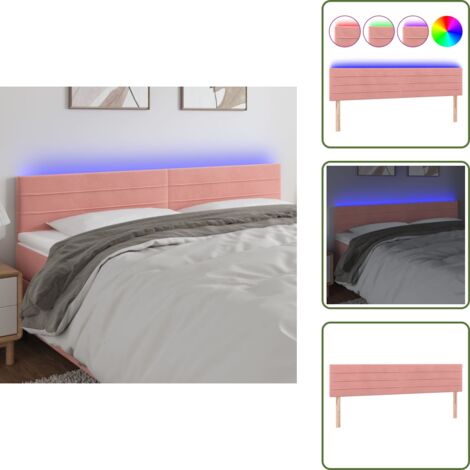 The Living Store Cabecero con LED de terciopelo rosa 180x5x78/88 cm - Terciopelo rosa