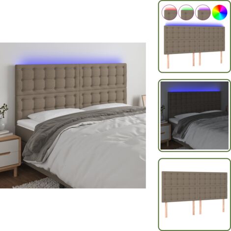 The Living Store Cabecero con luces LED tela gris taupe 180x5x118/128 cm - Cabecero de cama