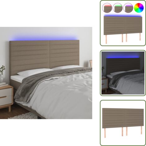 The Living Store Cabecero con luces LED tela gris taupe 180x5x118/128 cm - Cabecero de cama