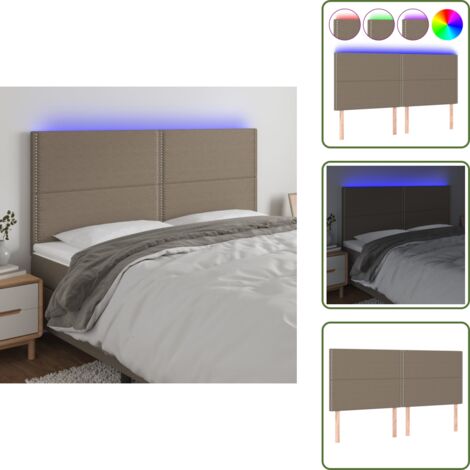 The Living Store Cabecero con luces LED tela gris taupe 180x5x118/128 cm - Cabecero de cama