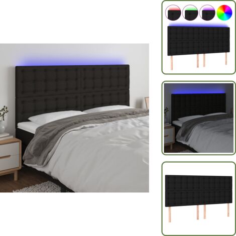 The Living Store Cabecero con luces LED tela negro 180x5x118/128 cm - Cabecero de cama