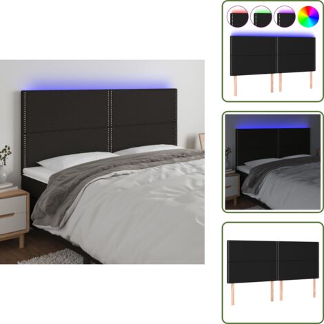 The Living Store Cabecero con luces LED tela negro 180x5x118/128 cm - Cabecero de cama