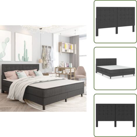 The Living Store Cabecero copetudo de tela gris oscuro 160x200 cm - Cabecero copetudo