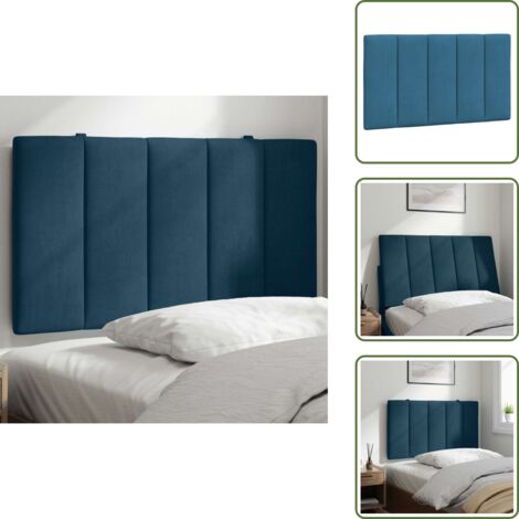 The Living Store Cabecero de cama acolchado Hanko terciopelo azul 90 cm - Cabecero acolchado