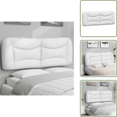 The Living Store Cabecero de cama acolchado Hvar cuero sintético blanco 140 cm - Cuero sintético