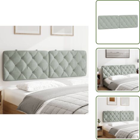 The Living Store Cabecero de cama acolchado terciopelo gris claro 160 cm - Acolchado