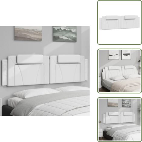 The Living Store Cabecero de cama acolchado Viana cuero sintético blanco 180 cm - Cuero sintético