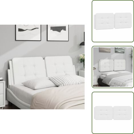 The Living Store Cabecero de cama acolchado Zadar cuero sintético blanco 140 cm - Cuero sintético