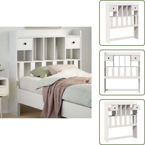 The Living Store Cabecero de cama almacenaje madera maciza pino blanco 90 cm - Almacenamiento de cama