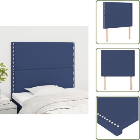 The Living Store Cabecero de cama azul 100x5x118/128 cm Tela - Cabecero de cama