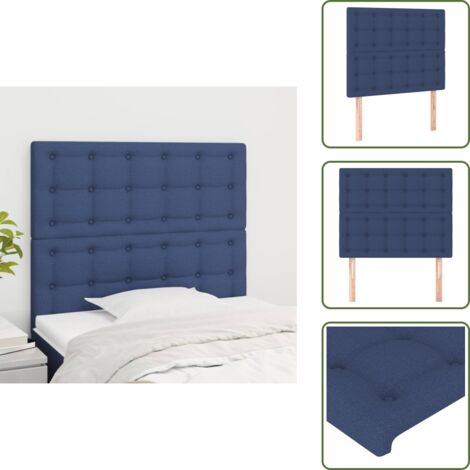 The Living Store Cabecero de cama azul 100x5x118/128 cm Tela - Cabecero de cama