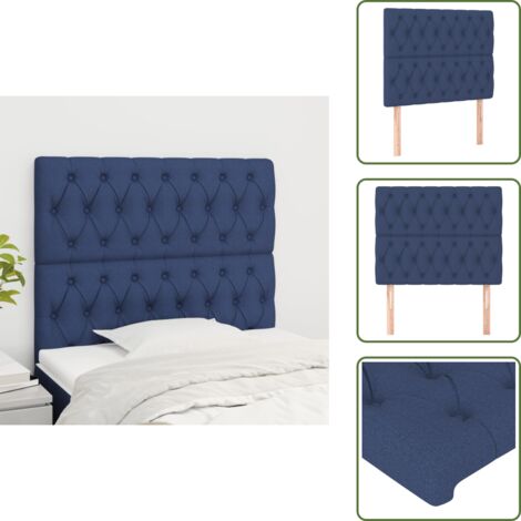 The Living Store Cabecero de cama azul 100x7x118/128 cm Tela - Cabecero de cama
