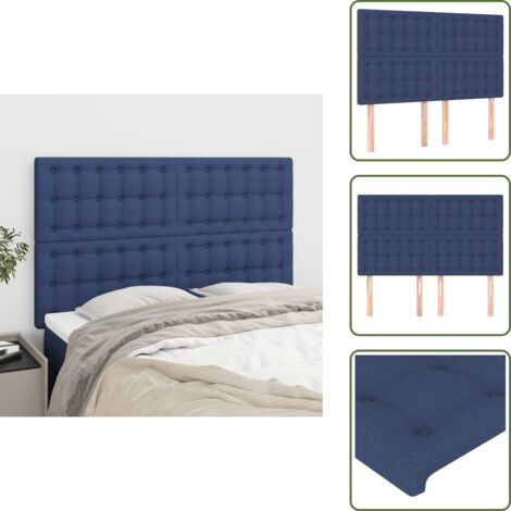 The Living Store Cabecero de cama azul 144x5x118/128 cm Tela - Cabecero de cama