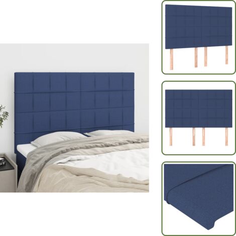 The Living Store Cabecero de cama azul 144x5x118/128 cm Tela - Cabecero de cama