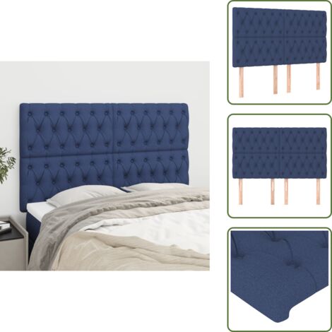 The Living Store Cabecero de cama azul 144x7x118/128 cm Tela - Cabecero de cama