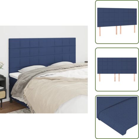The Living Store Cabecero de cama azul 180x5x118/128 cm Tela - Cabecero de cama
