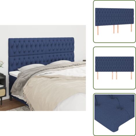 The Living Store Cabecero de cama azul 180x7x118/128 cm Tela - Cabecero de cama