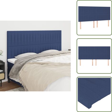 The Living Store Cabecero de cama azul 200x5x118/128 cm Tela - Cabecero de cama