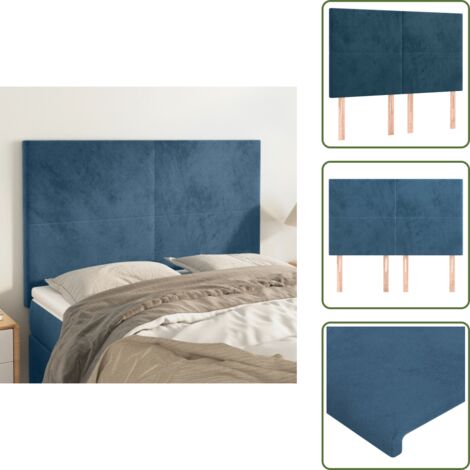 The Living Store Cabecero de cama azul oscuro 144x5x118/128 cm Terciopelo - Cabecero de cama azul oscuro