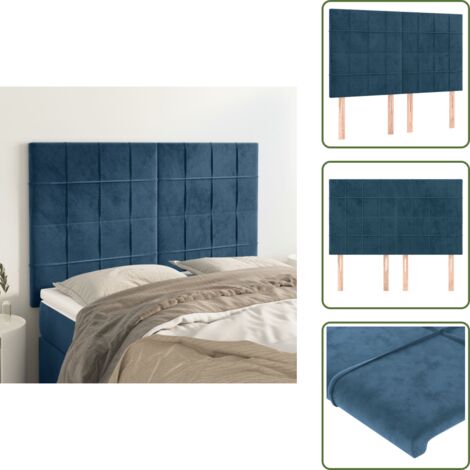 The Living Store Cabecero de cama azul oscuro 144x5x118/128 cm Terciopelo - Cabecero de cama azul oscuro