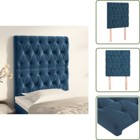 The Living Store Cabecero de cama azul oscuro 80x7x118/128 cm Terciopelo - Cabecero de cama azul oscuro