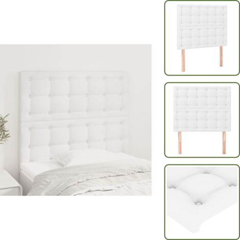 The Living Store Cabecero de cama blanco 100x5x118/128 cm piel sintética - Cabecero blanco