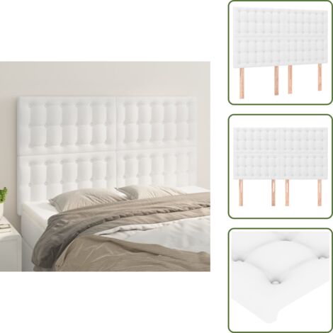 The Living Store Cabecero de cama blanco 144x5x118/128 cm piel sintética - Cabecero blanco