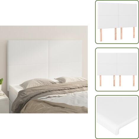 The Living Store Cabecero de cama blanco 144x5x118/128 cm piel sintética - Cuero sintético