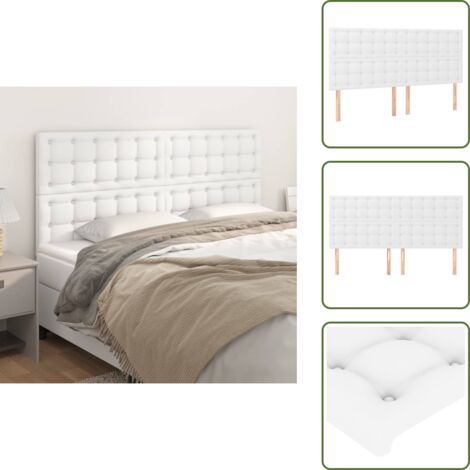 The Living Store Cabecero de cama blanco 160x5x118/128 cm piel sintética - Cabecero blanco