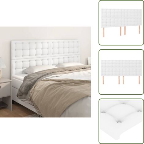 The Living Store Cabecero de cama blanco 180x5x118/128 cm piel sintética - Cabecero blanco