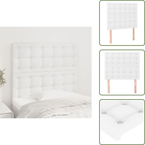 The Living Store Cabecero de cama blanco 80x5x118/128 cm piel sintética - Cabecero blanco