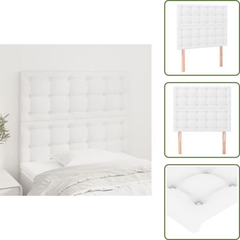 The Living Store Cabecero de cama blanco 90x5x118/128 cm piel sintética - Cabecero blanco