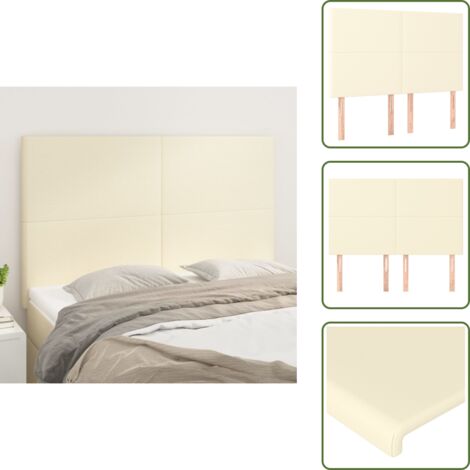 The Living Store Cabecero de cama color crema 144x5x118/128 cm Piel sintética - Cuero sintético
