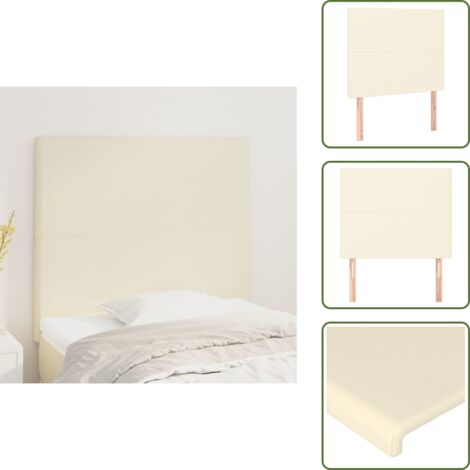 The Living Store Cabecero de cama color crema 90x5x118/128 cm piel sintética - Cuero sintético
