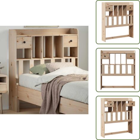 The Living Store Cabecero de cama con almacenaje madera maciza de pino 75 cm - Almacenamiento
