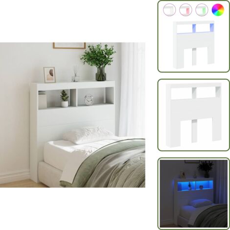 The Living Store Cabecero de cama con LED blanco 100x17x102 cm - Luz LED RGB