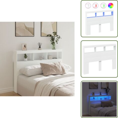 The Living Store Cabecero de cama con LED blanco 140x17x102 cm - Luz LED RGB