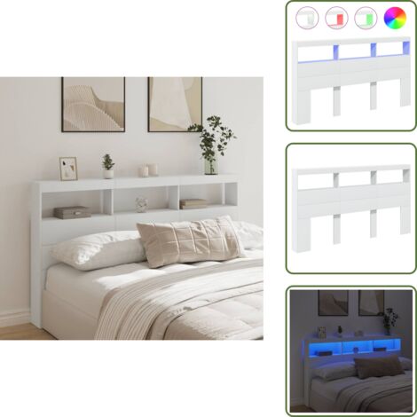 The Living Store Cabecero de cama con LED blanco 180x17x102 cm - Luz LED RGB