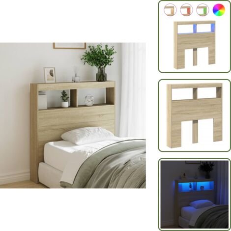 The Living Store Cabecero de cama con LED roble Sonoma 100x17x102 cm - Madera de ingeniería
