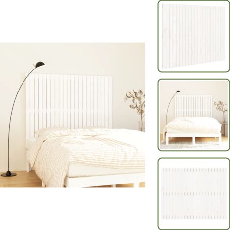The Living Store Cabecero de cama de pared madera maciza pino blanco 140x3x110cm - Cabecero de pared