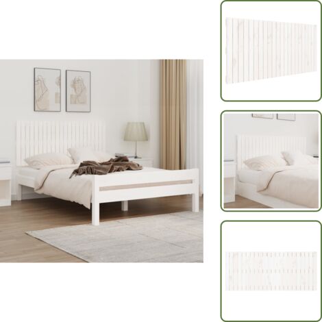 The Living Store Cabecero de cama de pared madera maciza pino blanco 140x3x60 cm - Cabecero de pared